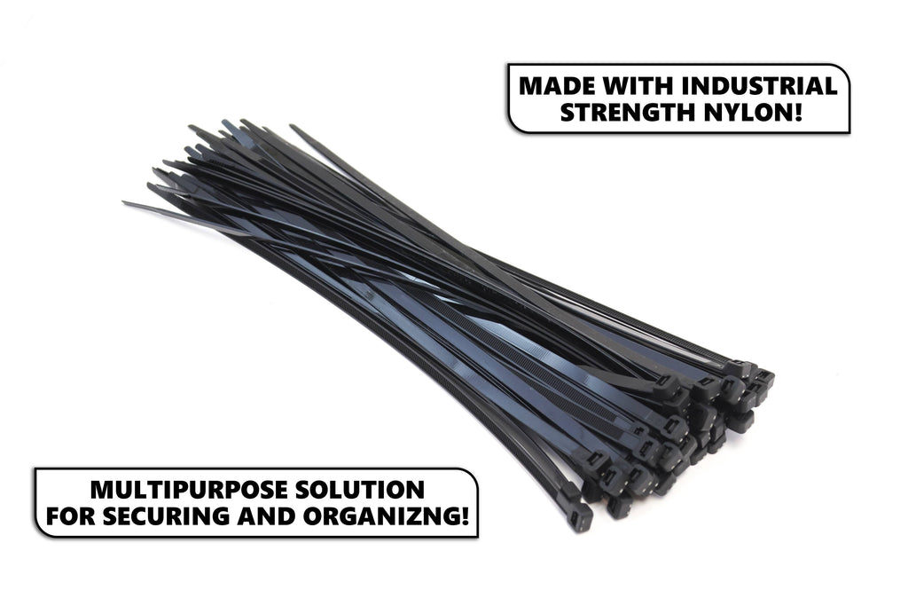 500 Pack Heavy Duty 18 Inches Black Nylon Cable Zip Ties E6870