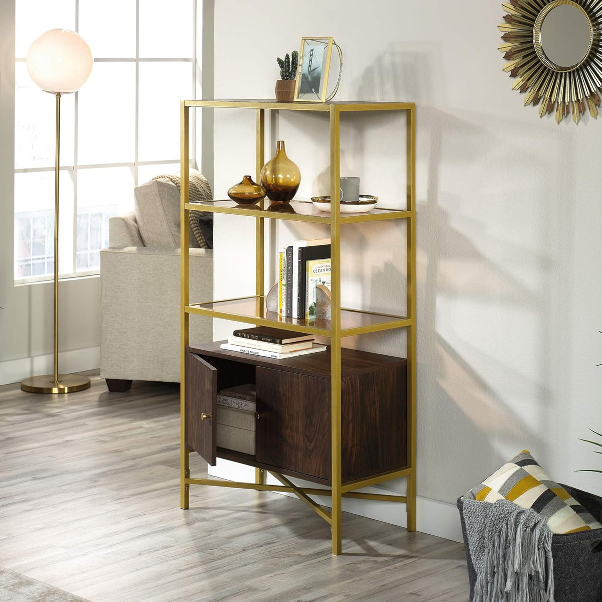 Bookcase with Doors, Rich Walnut Finish M23252