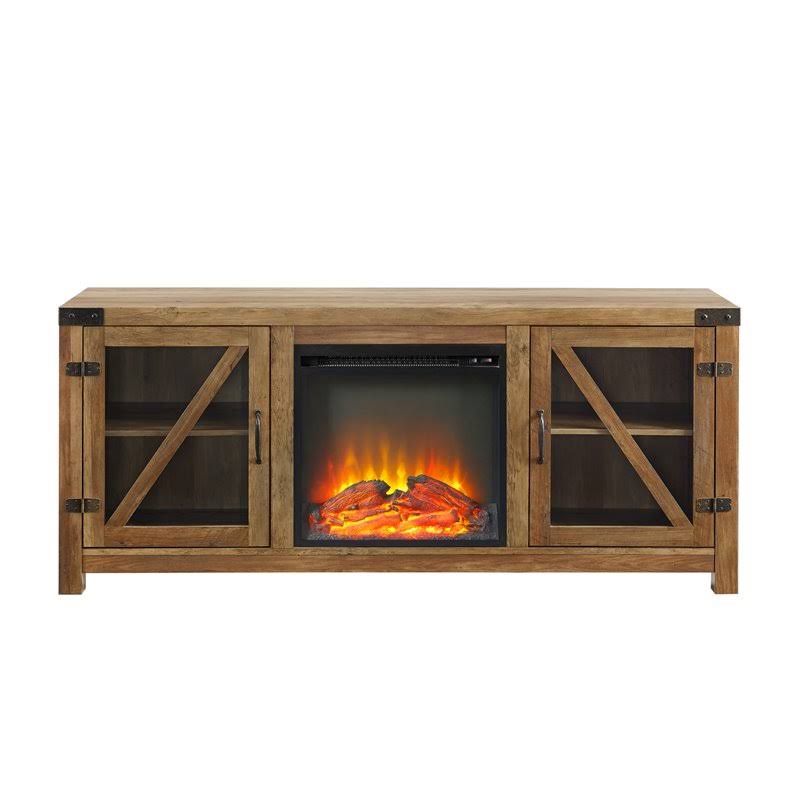 58x22 Glass Barn Door Fireplace TV Stand O584717