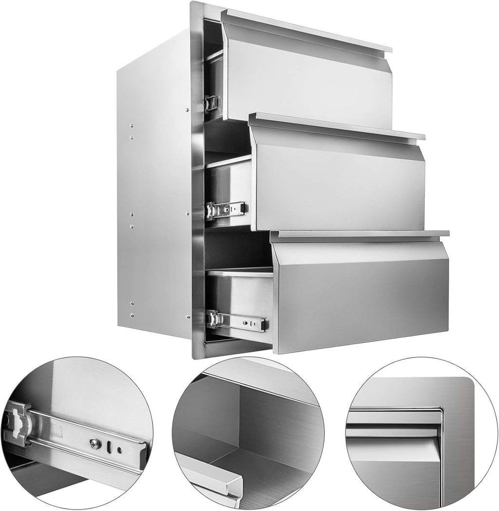 Stainless Steel Triple Access Outdoor Kitchen Drawers U3790