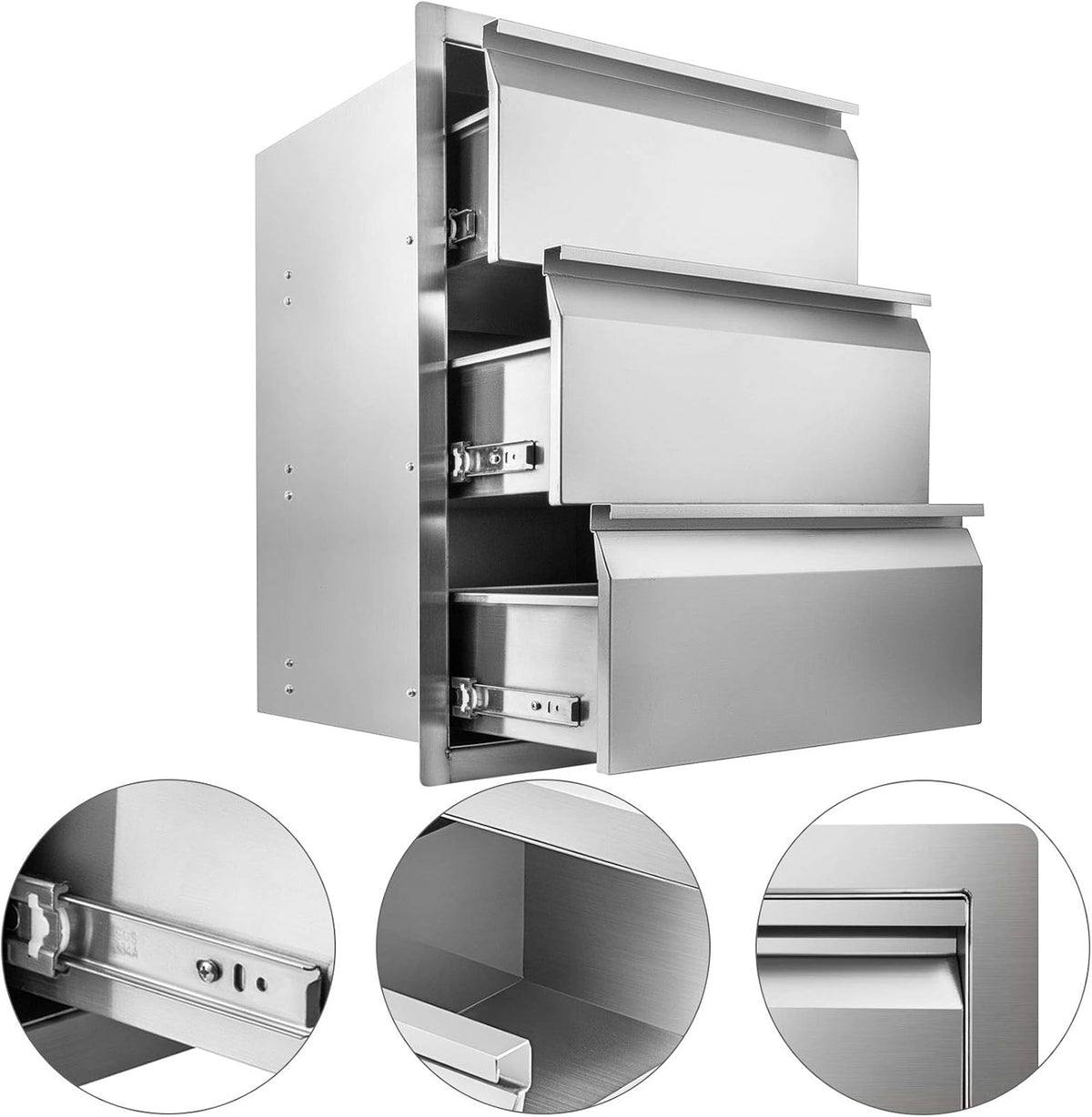 Stainless Steel Triple Access Outdoor Kitchen Drawers U3790