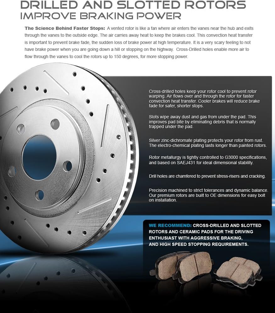 Powder Coated Red Calipers + Zinc Plated Rotors + Ceramic Pads X6440