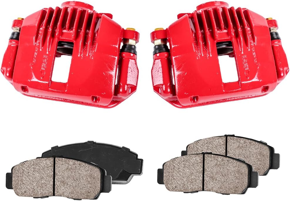 Red Coated Caliper Pair + Ceramic Brake Pads + Hardware Kit S223147