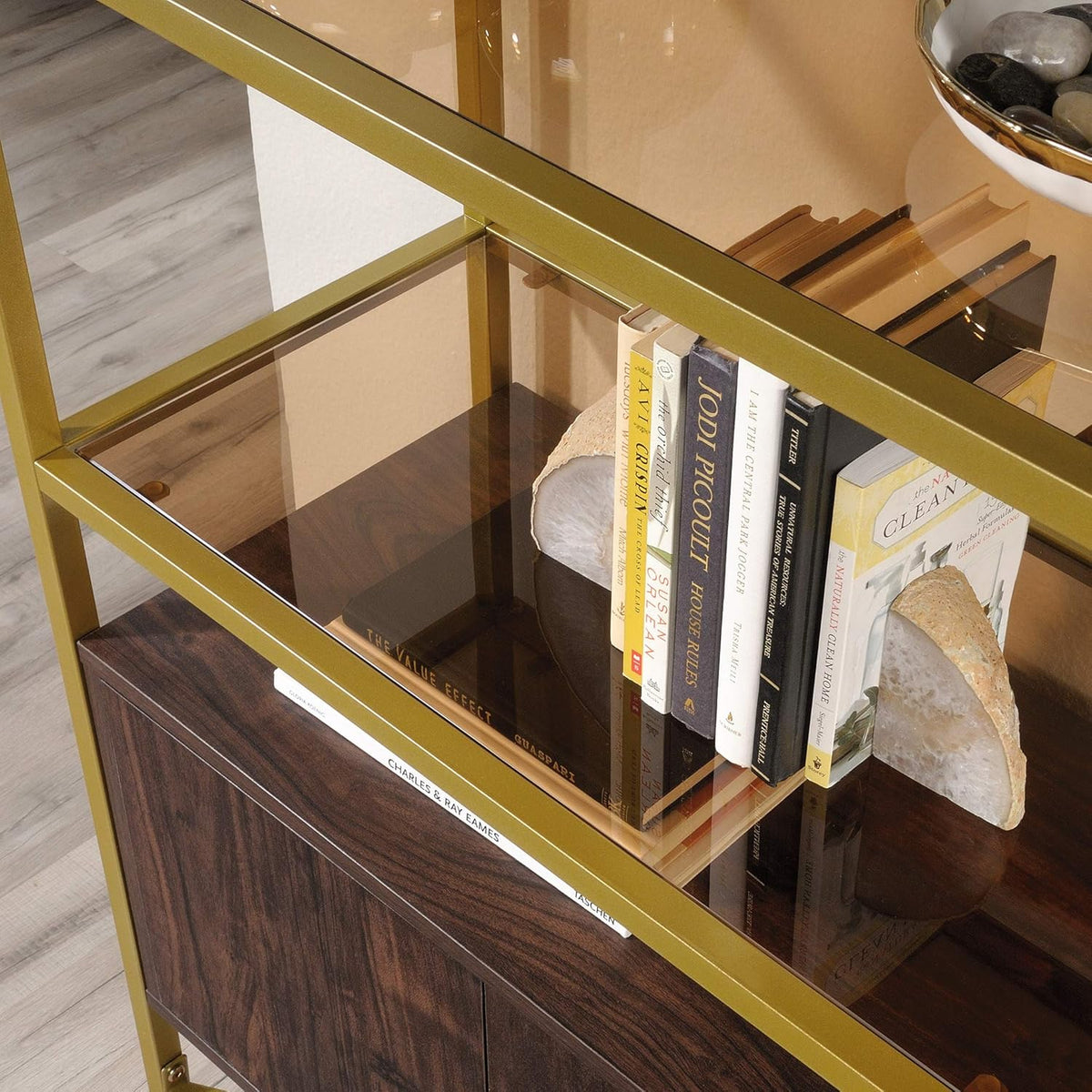 Bookcase with Doors, Rich Walnut Finish M23252