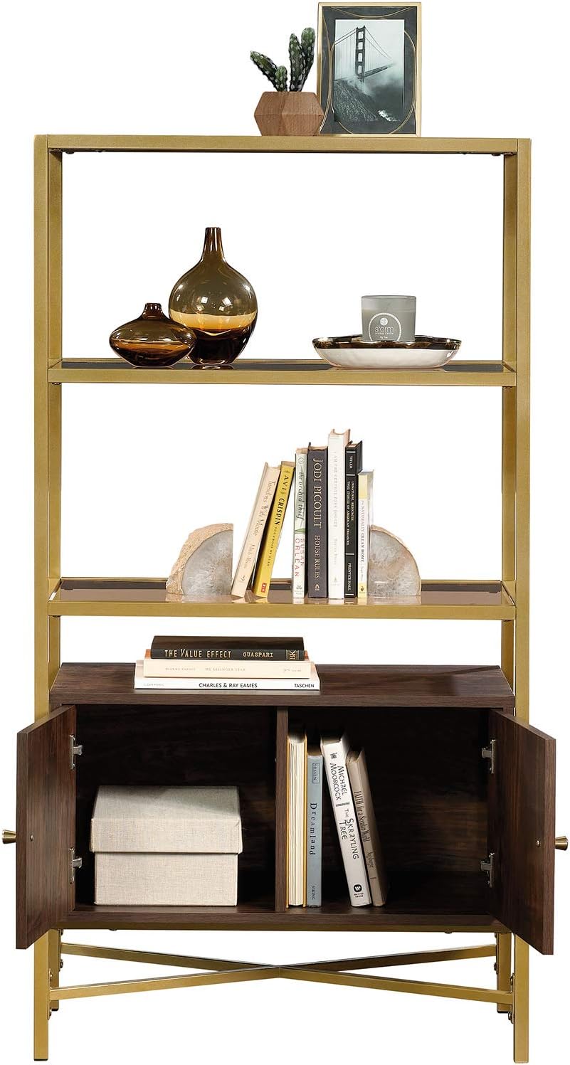 Bookcase with Doors, Rich Walnut Finish M23252