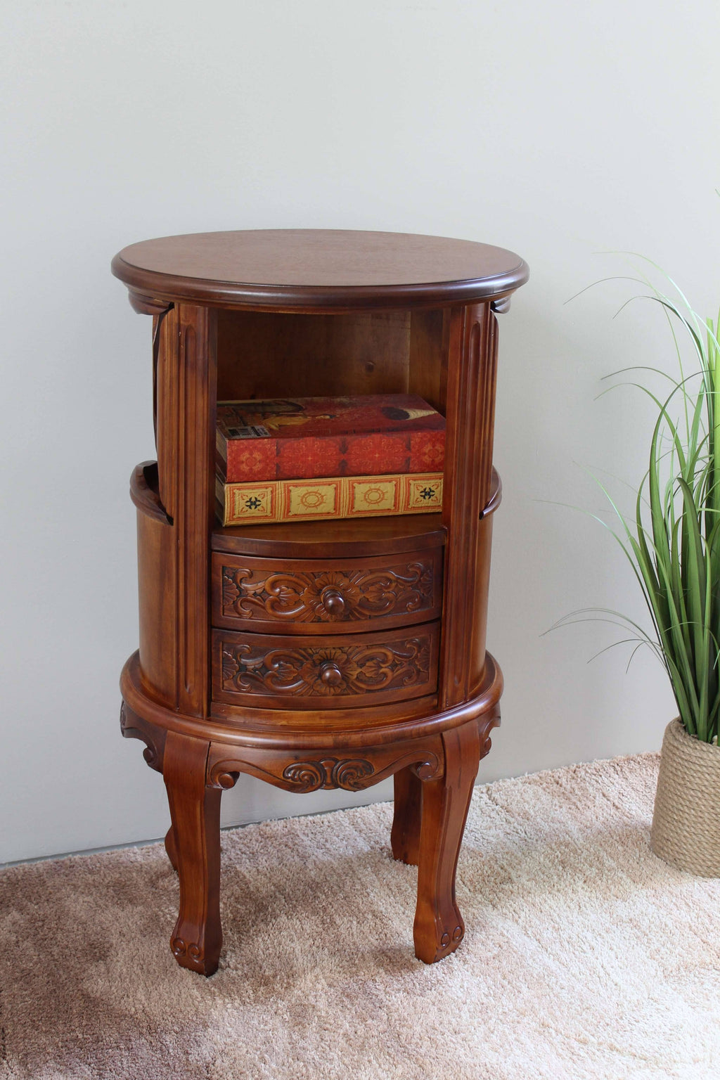 Wood Telephone Table with Two Drawers B238