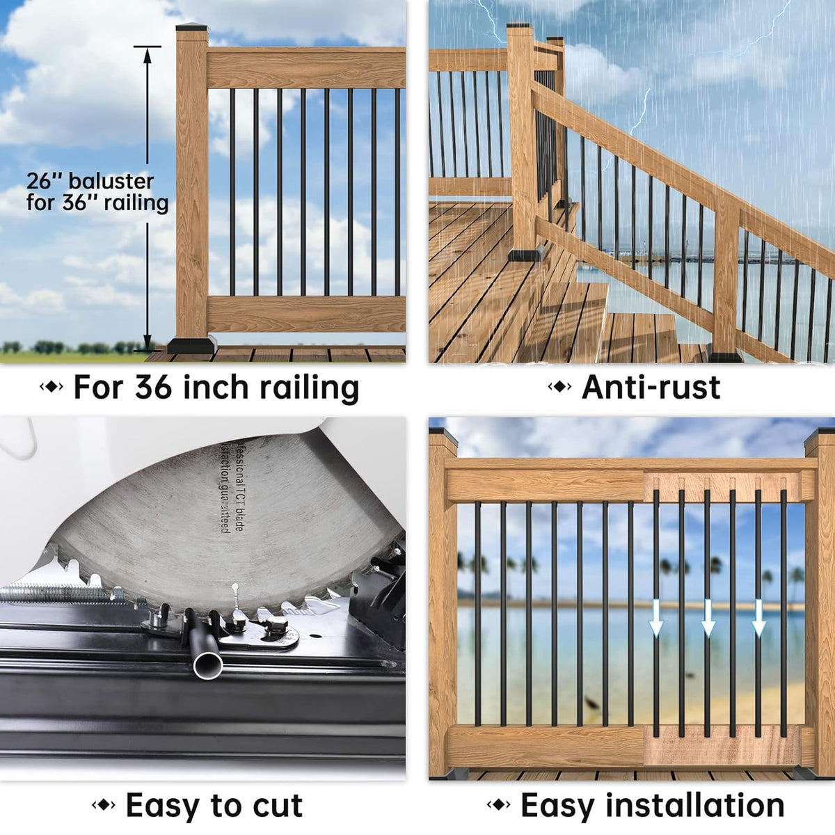 50 Pack 26" x 3/4" Aluminum Deck Balusters F16249