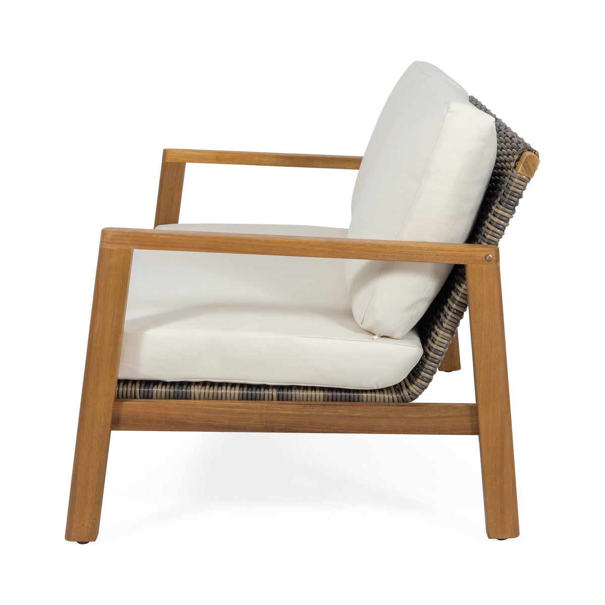 Acacia Wood Loveseat with Wicker Accents W9450