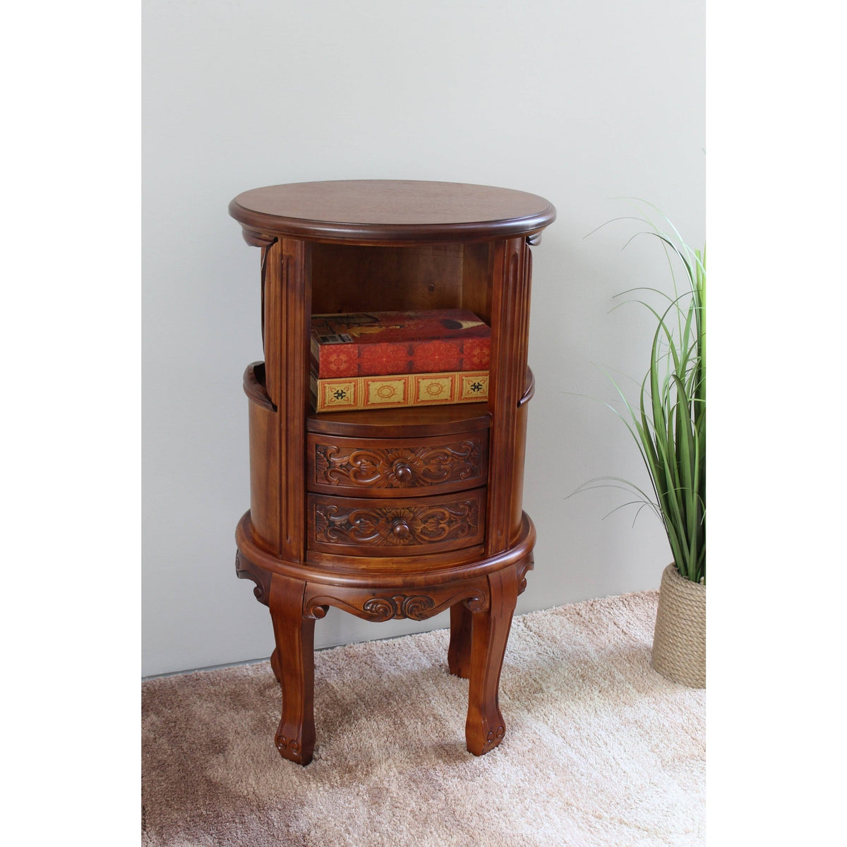 Wood Telephone Table with Two Drawers B238