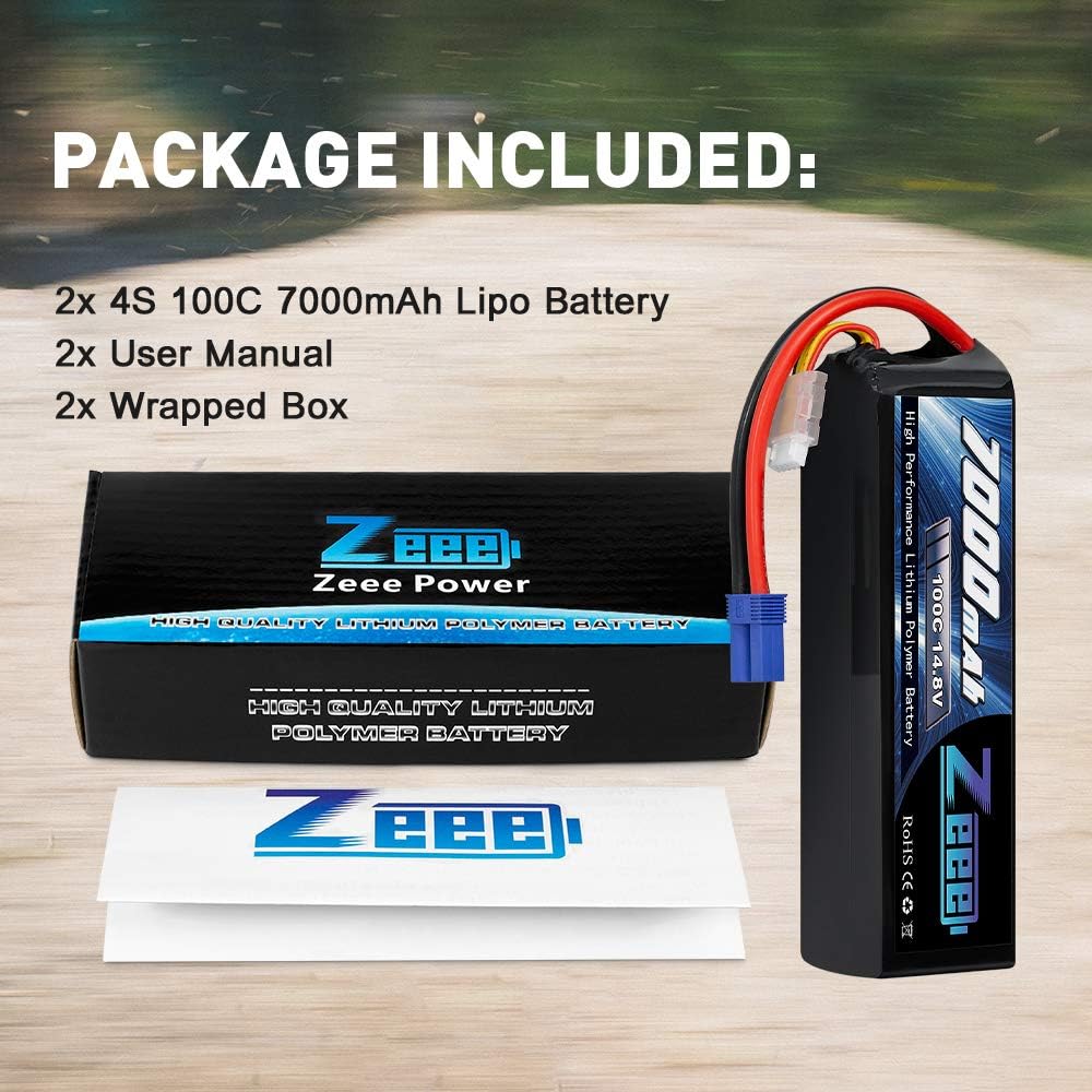 14.8V 4S 100C 7000mAh Lipo Battery with EC5 Connector 2 Pack B851862