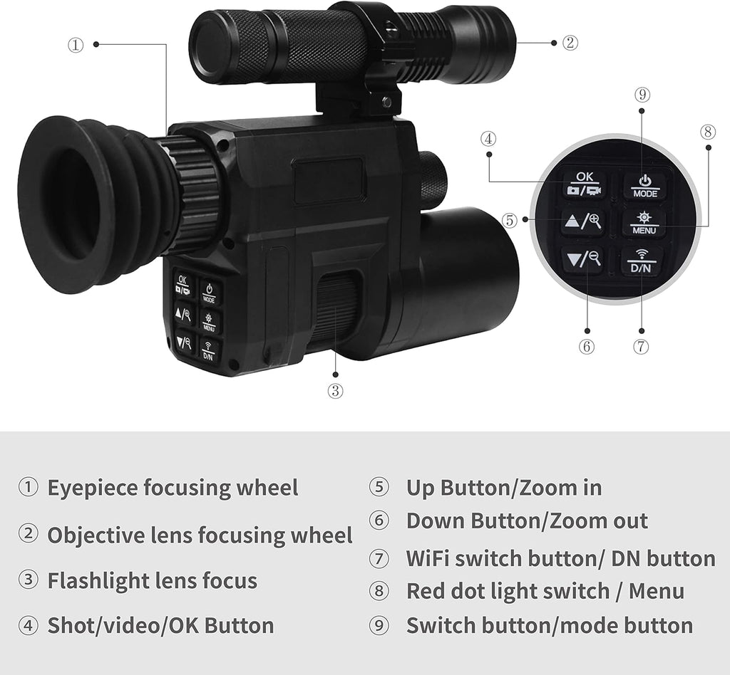 WiFi Digital Night Vision Scope Video Camera 960P 1.3 inch HD Display X2493