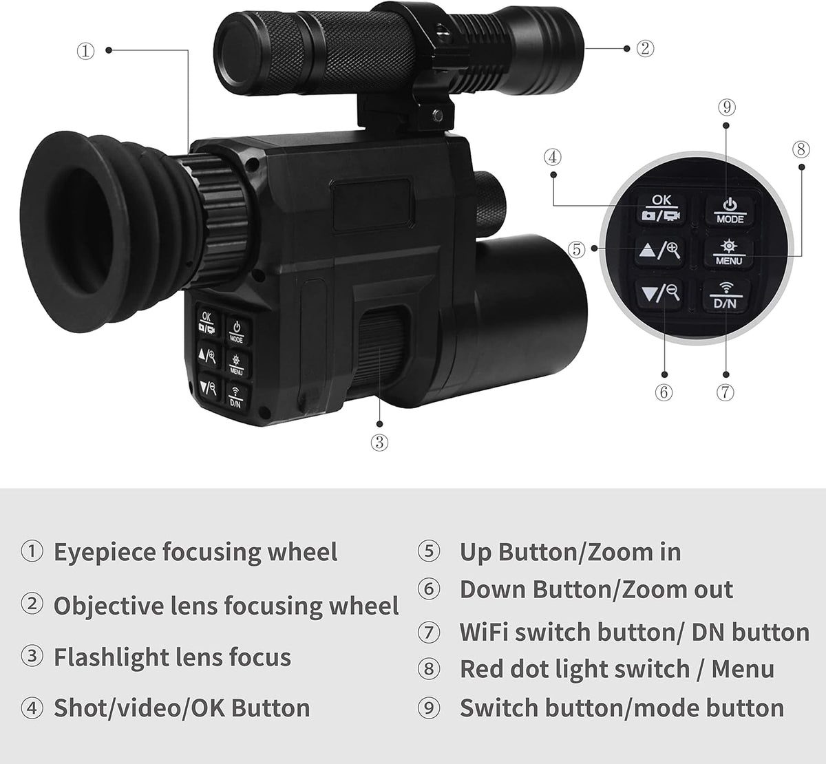 WiFi Digital Night Vision Scope Video Camera 960P 1.3 inch HD Display X2493