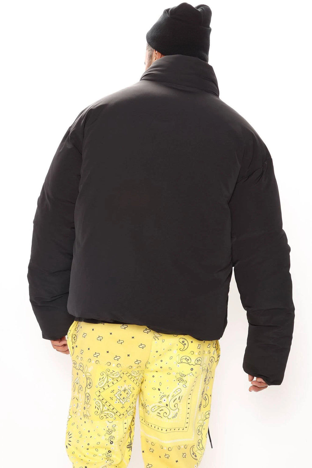 Black Cargo Pocket Puffer Jacket Z120069