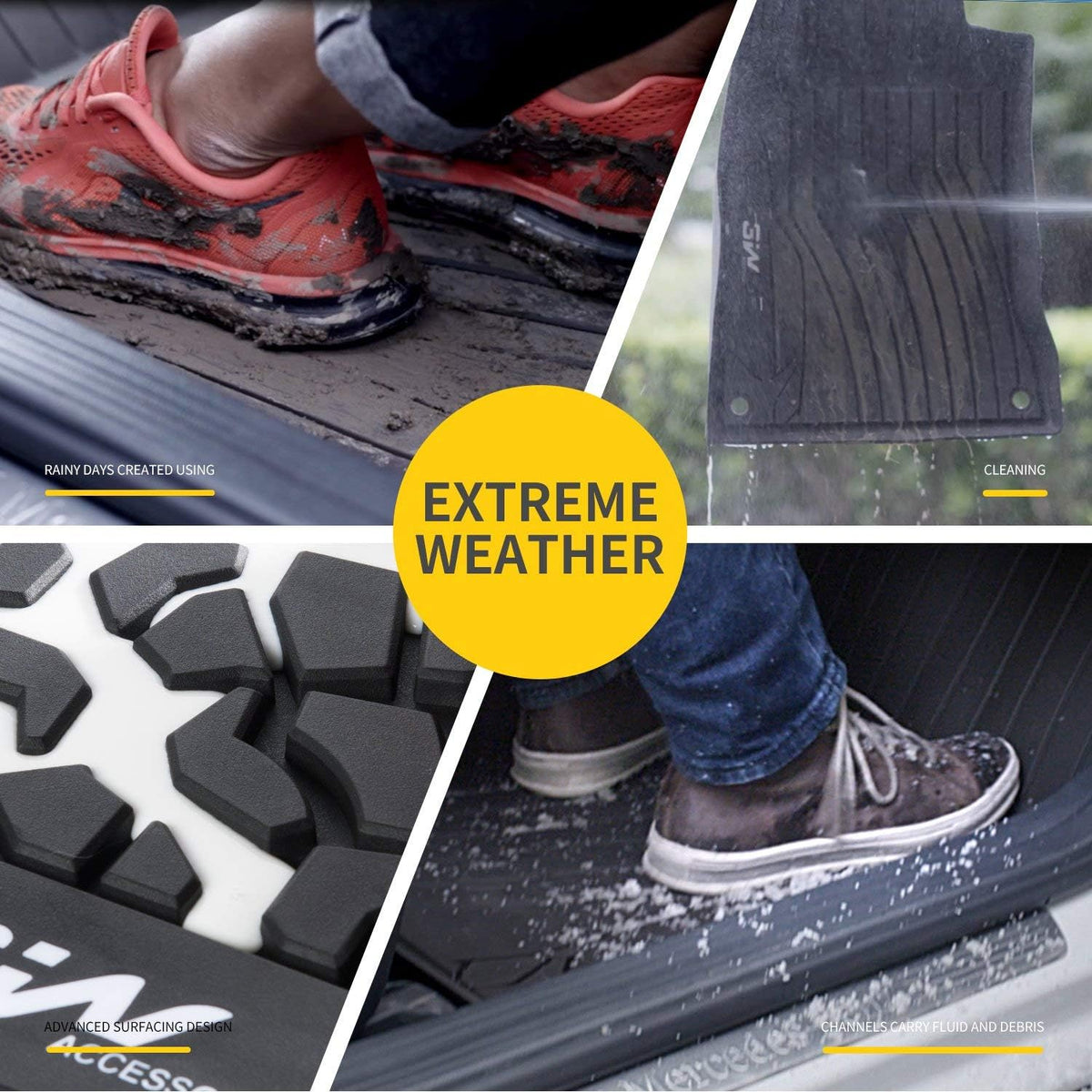 TPE All Weather Custom Fit Floor Mats 1st & 2nd Row Full Set Black V631141