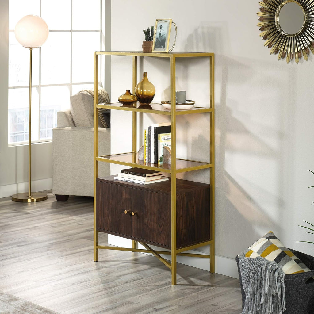 Bookcase with Doors, Rich Walnut Finish M23252