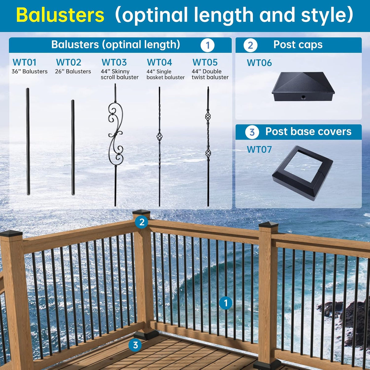50 Pack 26" x 3/4" Aluminum Deck Balusters F16249
