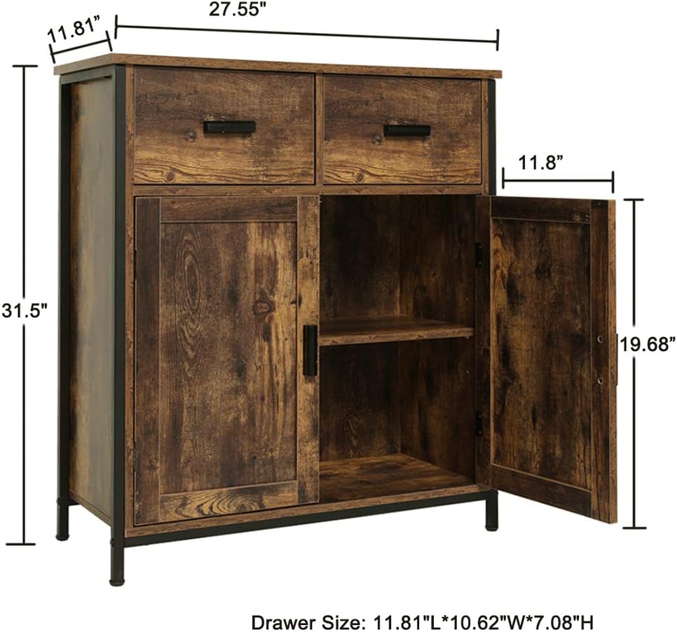 Industrial Storage Cabinet with 2 Drawers and Doors Z458401