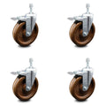6 inch High Temp Phenolic Swivel Stem Caster Set with Total Lock Brake F808530