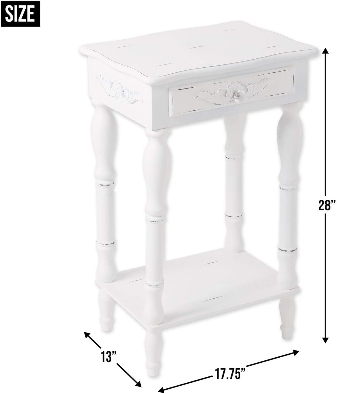 Set of 2 Carved Wood White Nightstands K40292