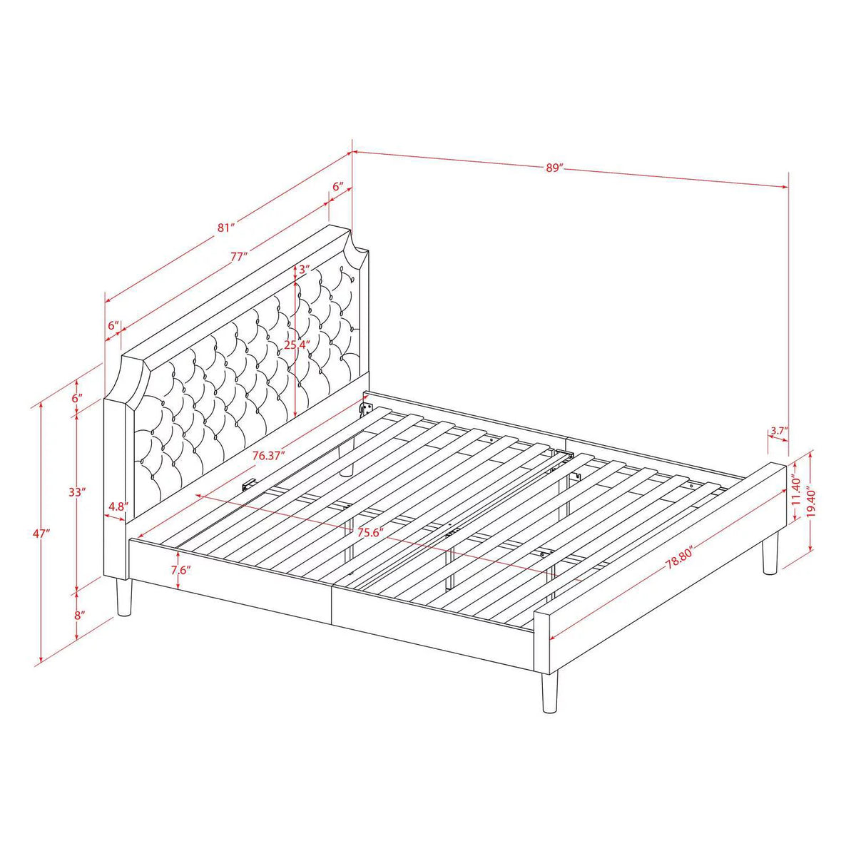 3 Pieces Wood King Bedroom Set G9645