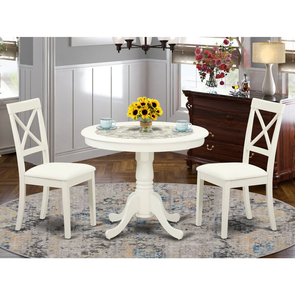 3 Piece Wood Faux Leather Dining Set U4273