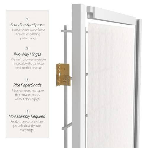 White 3 Panels 4 ft. Short Window Pane Shoji Screen U732