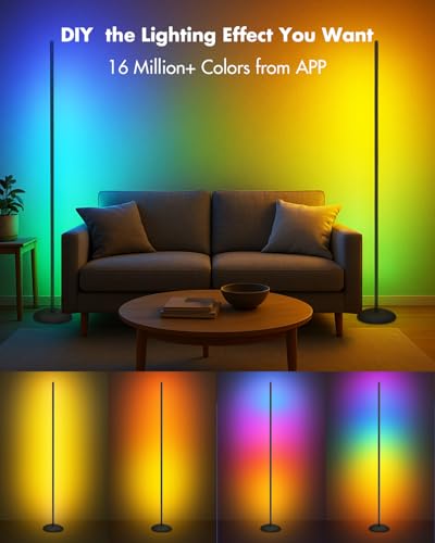 Corner Floor Lamp, Smart RGB LED Color Changing Standing Lamp A77767