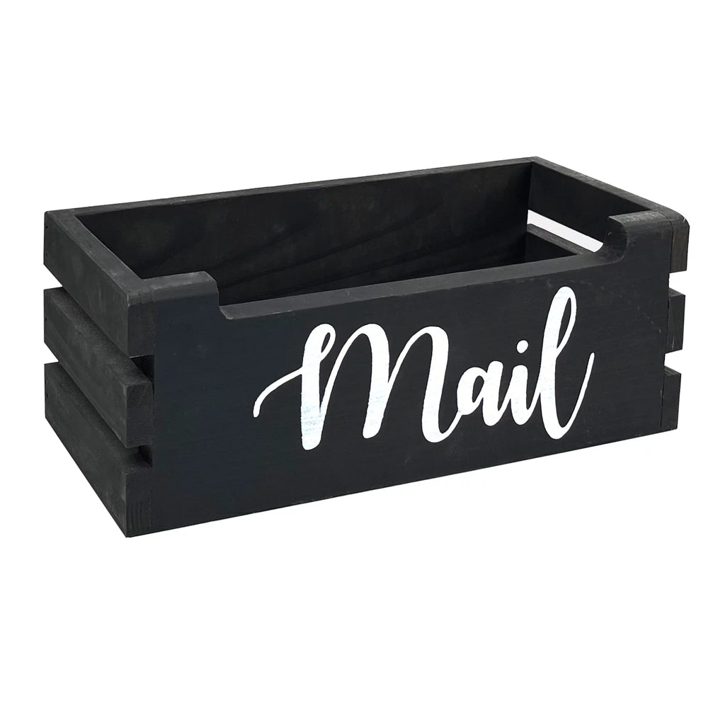Rustic Wood Mail Holder Storage Box B80422