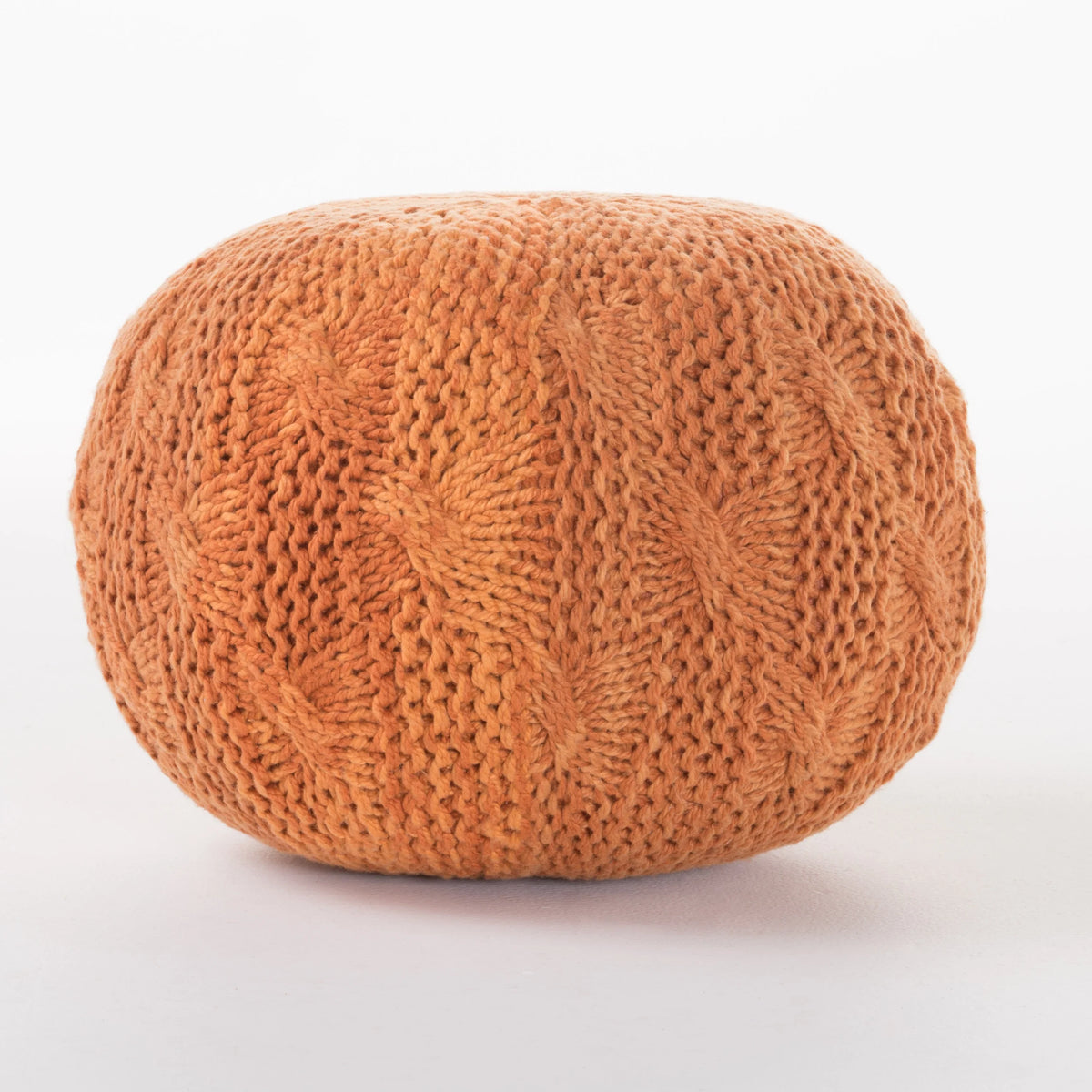 Orange Hand Knitted Weave Fabric Pouf S48730