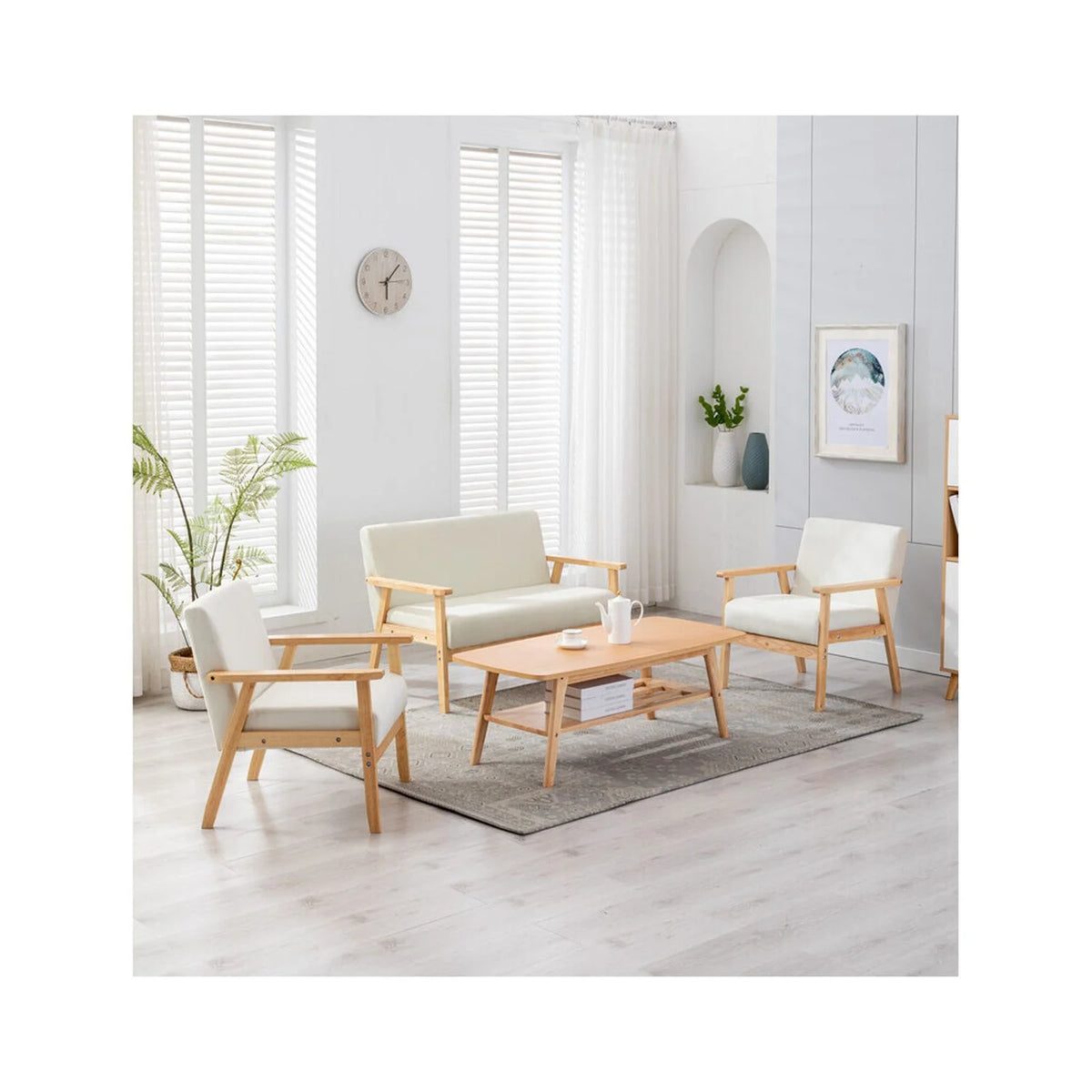 Beige Loveseat and 2 Chair Set K1002