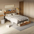 Full Platform Bed Frame with Storage Headboard and 2 Under-bed Drawers L333
