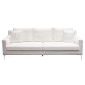 White Linen Sofa with Polished Silver Metal Leg T891
