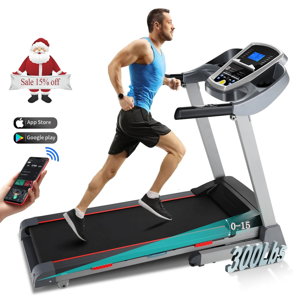 Electric Treadmill with 15-Level Auto Incline H854