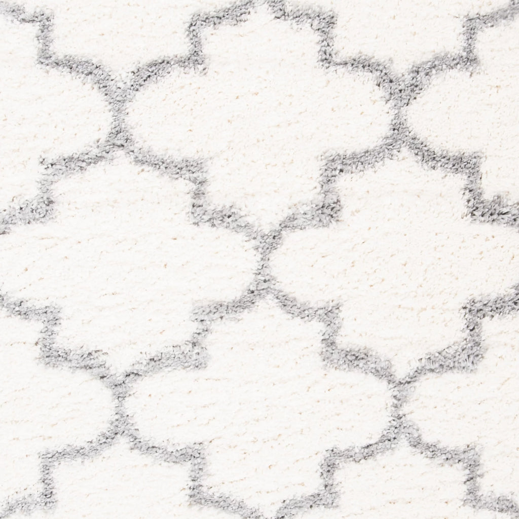 Cream Grey Geometric Plush Shag Area Rug 9' x 12' A590811