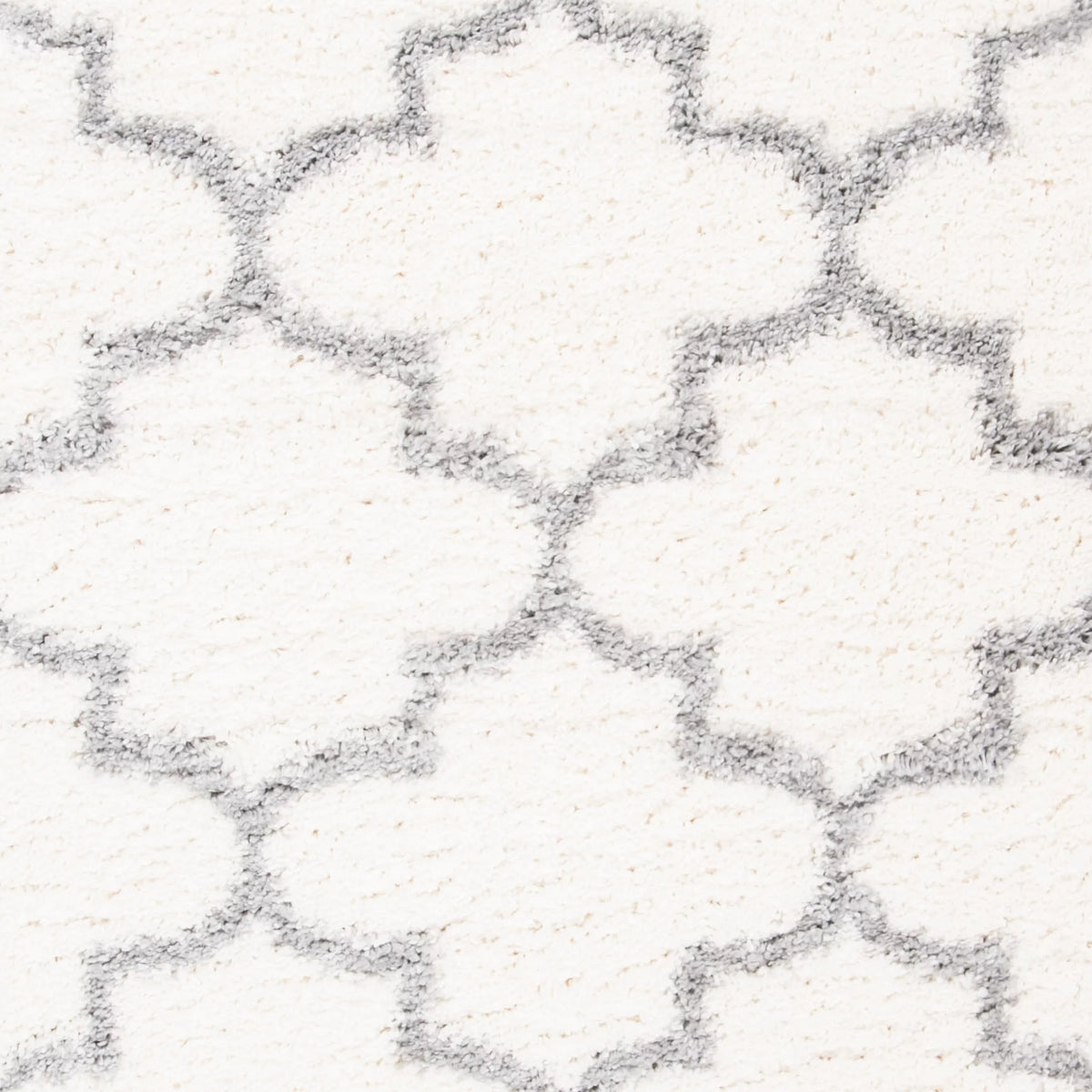 Cream Grey Geometric Plush Shag Area Rug 9' x 12' A590811