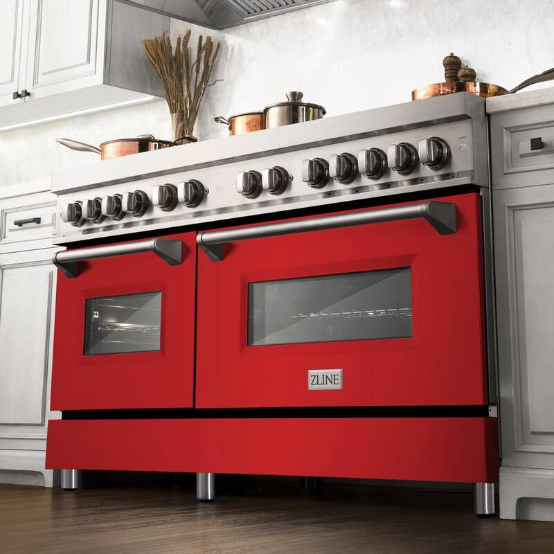 9-Burner Double Oven Dual Fuel Range with Red Matte Door W866654
