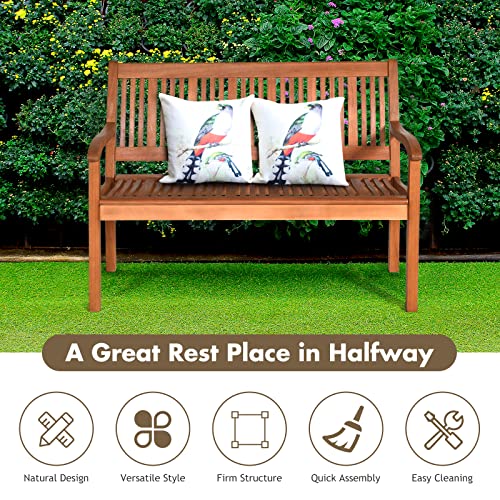 Wooden Bench with Curved Armrest & Backrest F1713