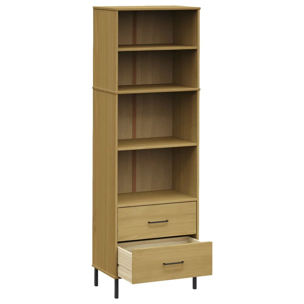 Pine Wood Bookcase with 2 Drawers and 4 Compartments I51536