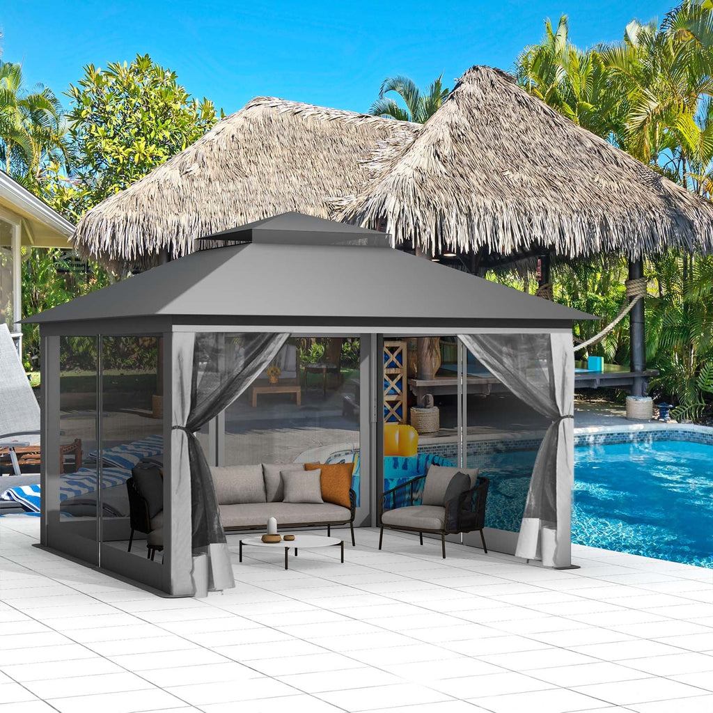 13 x 13 ft Pop up Gazebo Canopy Shelter with Mosquito Netting H513868