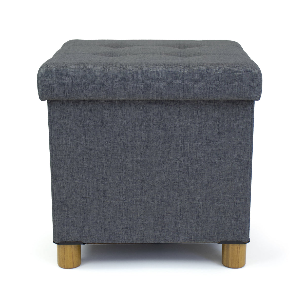 Dark Grey Collapsible Cube Storage Ottoman Foot Stool with Tray X9782