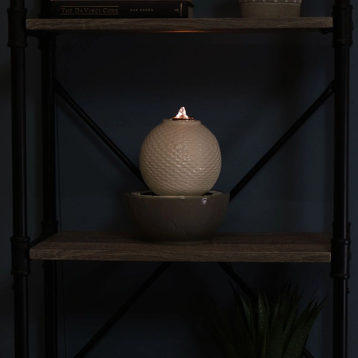 Patterned Sphere Indoor Water Fountain with Lights U5012