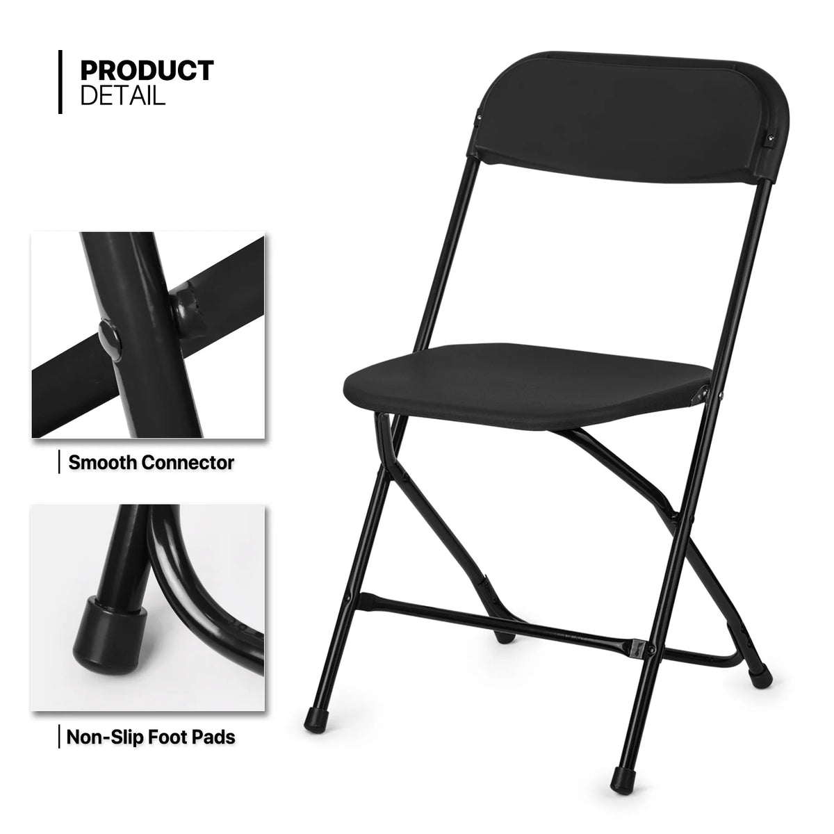 11 Pieces 6 Ft Black Foldable Plastic Card Table and Chair Set Y60443