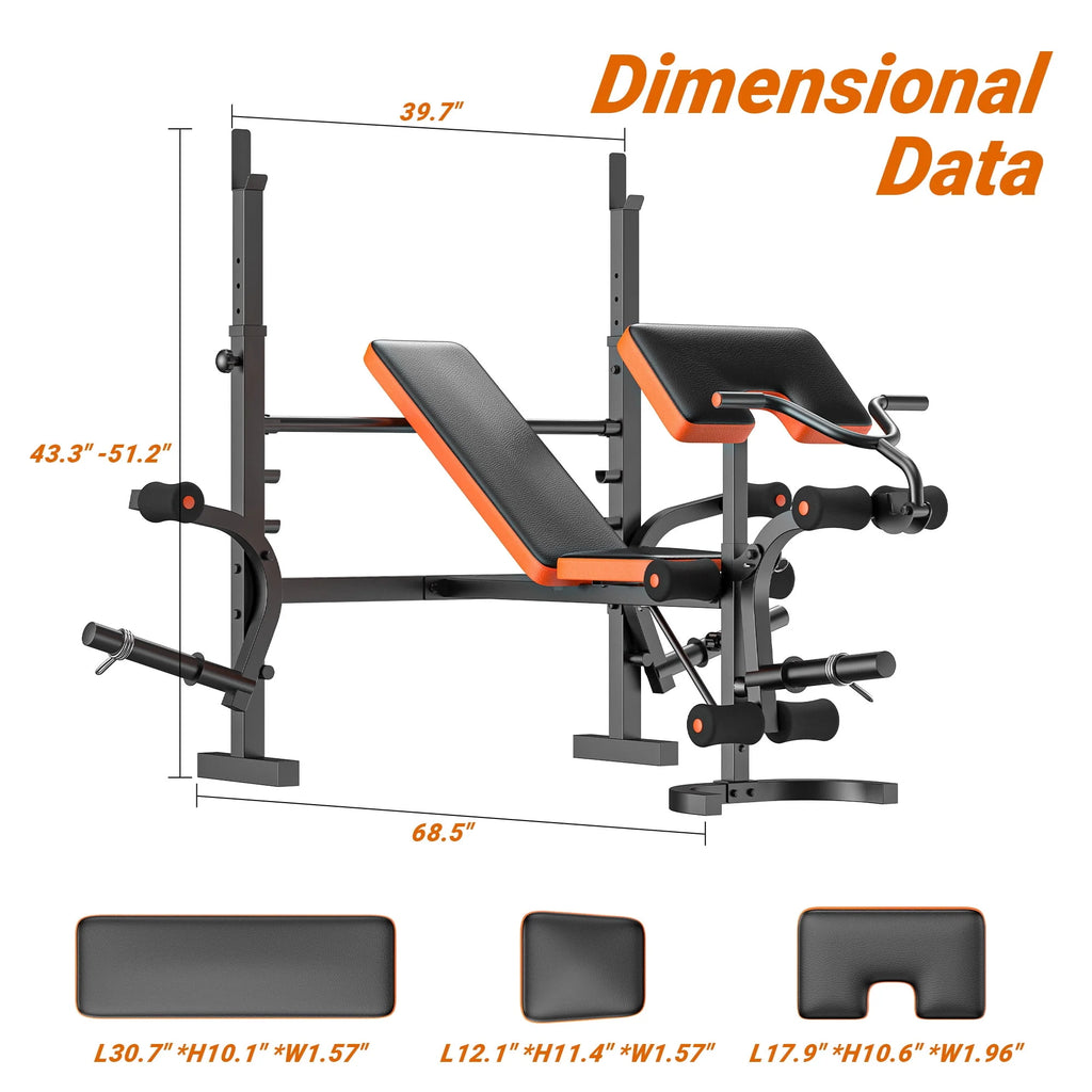 6 Positions Adjustable Foldable Weight Bench O50544