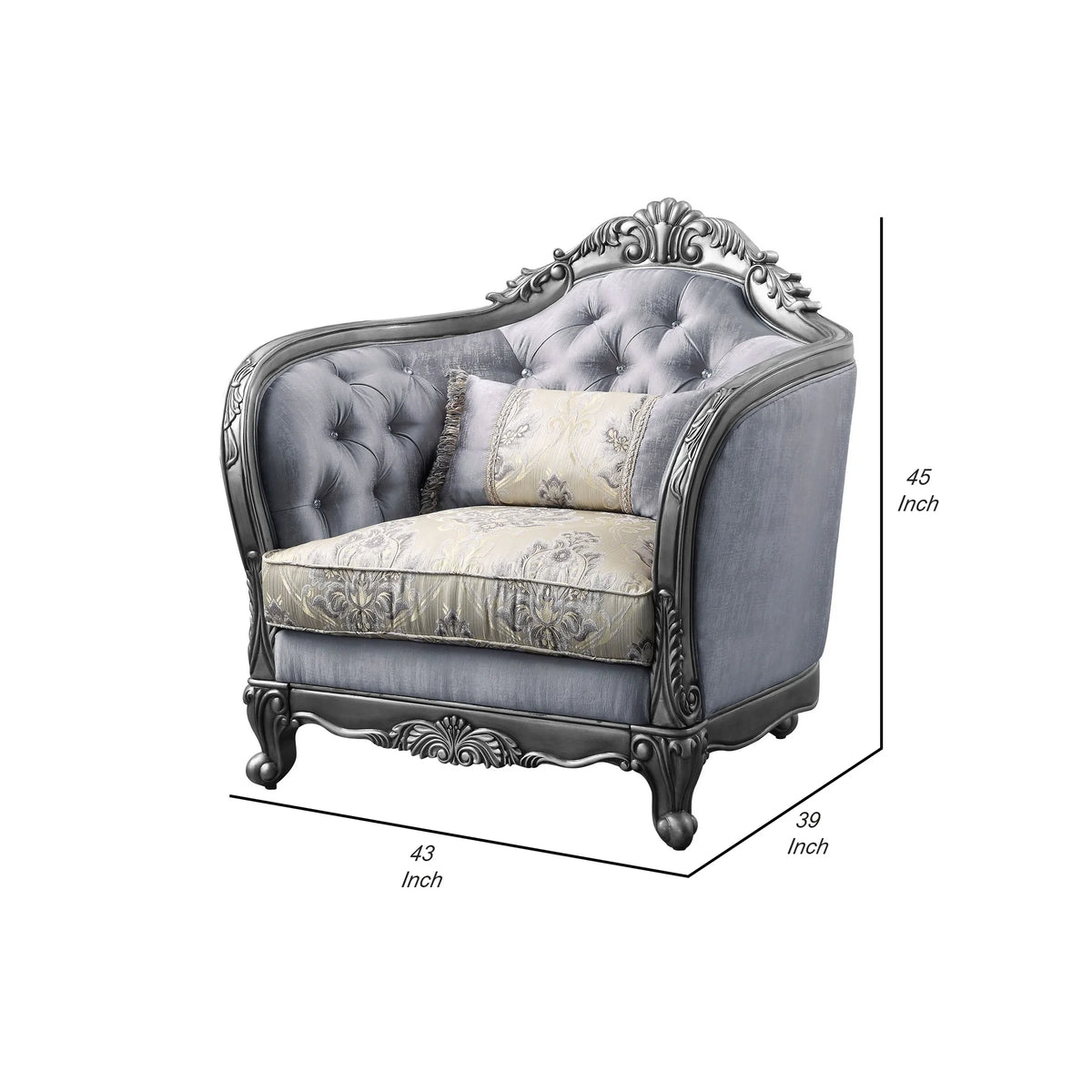 Gray Chair with Scrolled Molded Frame and Queen Anne Legs N975