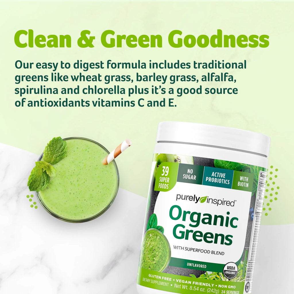 Organic Greens Superfood Powder, Unflavored, 8.57 oz F10188