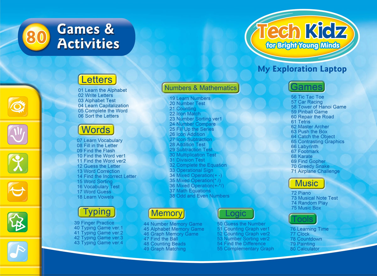 Blue Educational Interactive Toy Computer with 80 Games and LCD Screen G241