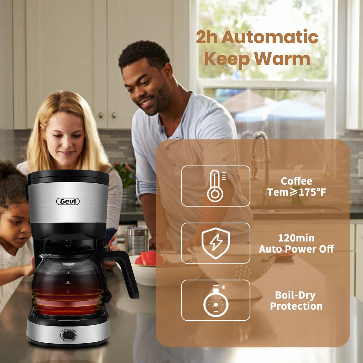 4-Cup Drip Coffee Maker with Glass Carafe O872