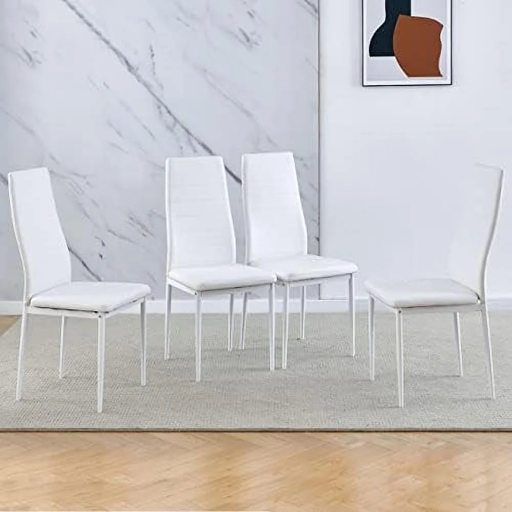 Grey Tempered Glass Dining Table Set with 2 White Faux Leather Chairs R579
