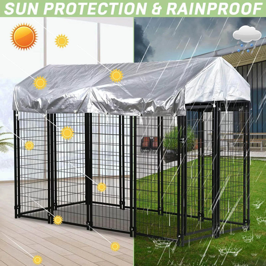 8'x4'x6' Heavy Duty Dog Kennel with Water-Resistant Cover R206