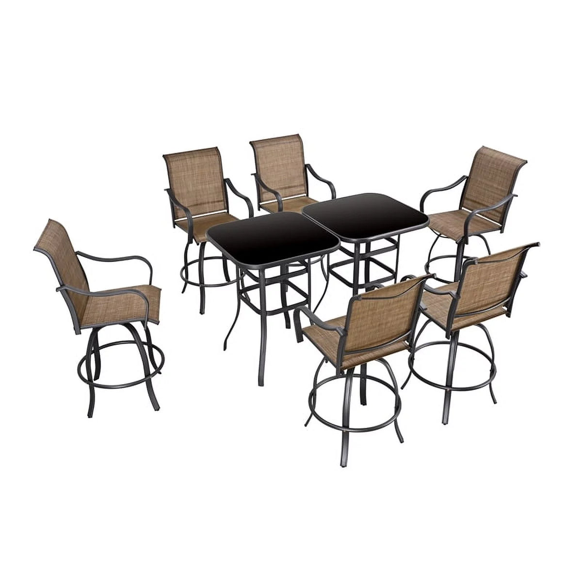 8-Piece Beige Black Metal Outdoor Dining Set A227